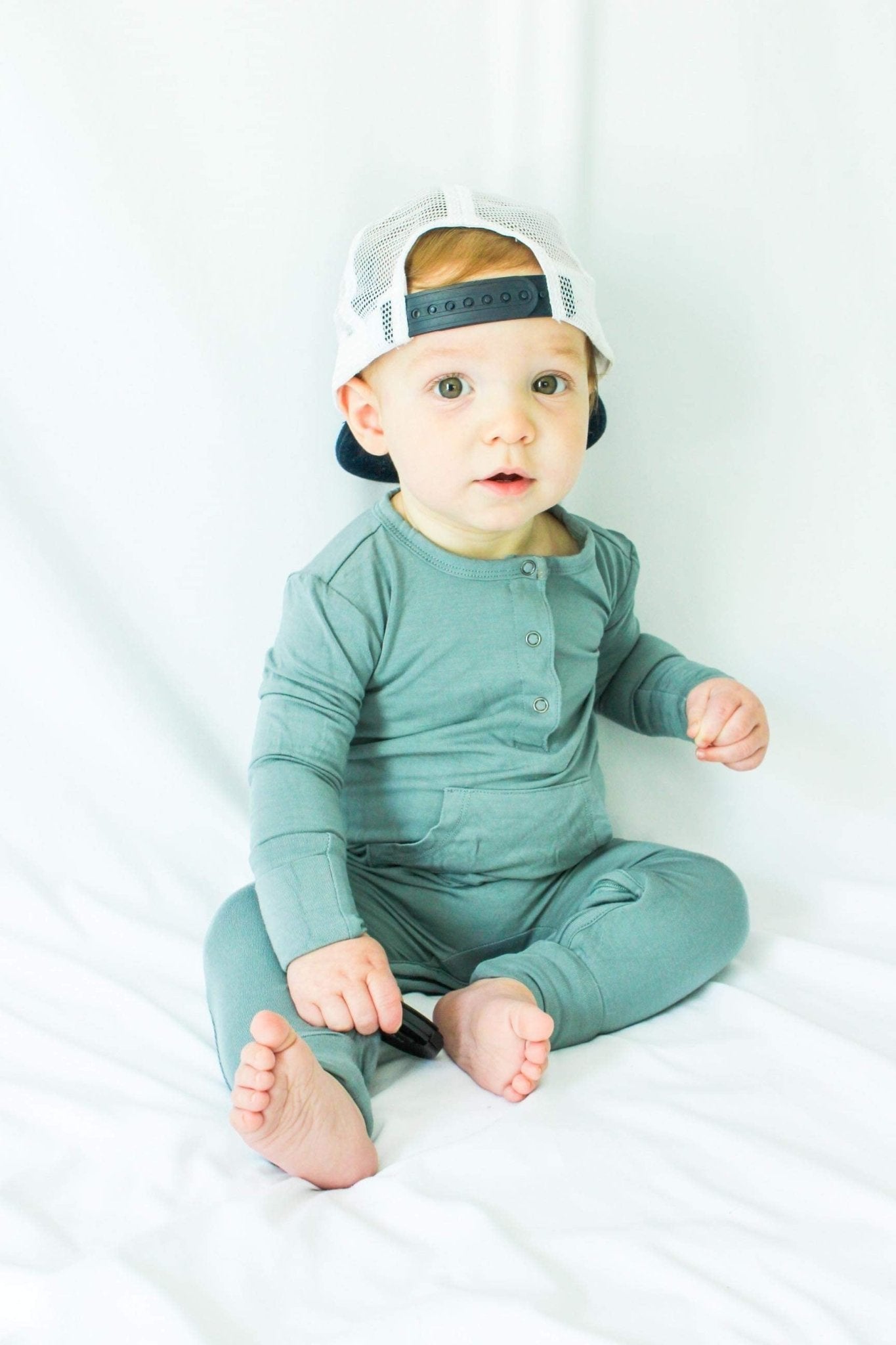 Long Sleeve Romper - Sea Blue