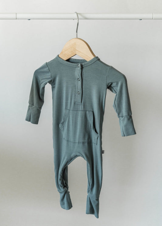 Long Sleeve Romper - Sea Blue