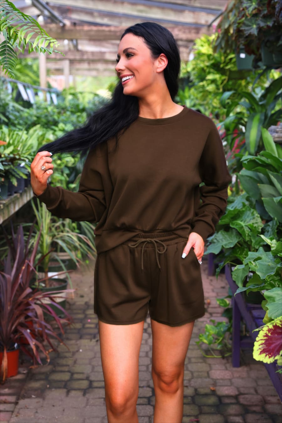 Luna Luxe Pullover Set- Chocolate