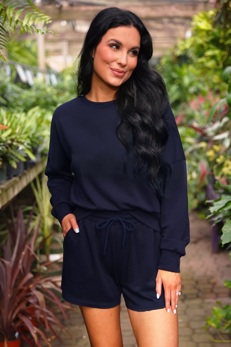 Luna Luxe Pullover Set- Navy