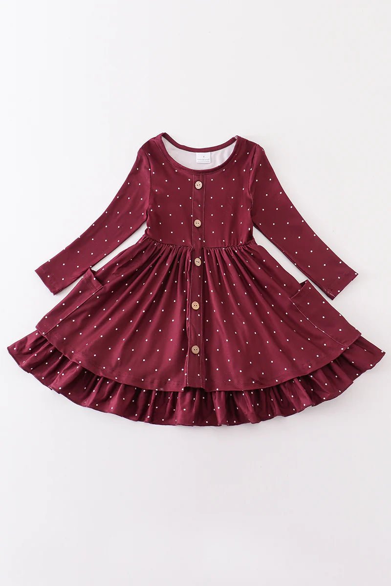 Maroon Dot Dress