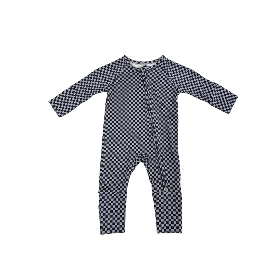 Forever French Baby: Micro Check Bamboo Zippy Romper