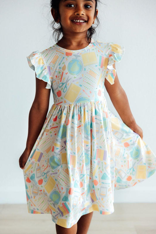 Campus Cutie Flutter Sleeve Twirl Dress