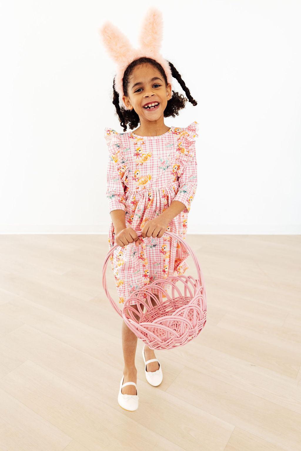 Daisy Ducklings 3/4 Sleeve Ruffle Twirl Dress