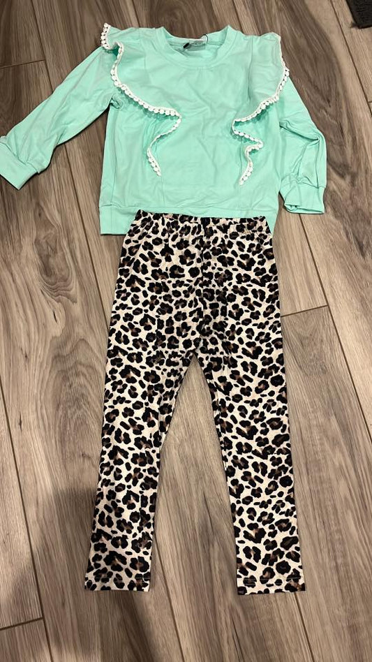 Mint Leopard Two Piece Legging Set