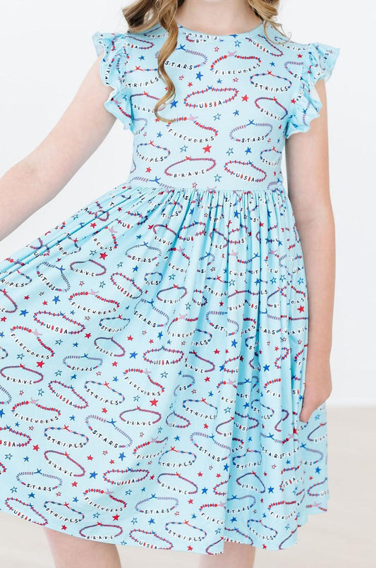 Mila & Rose: Miss Americana Flutter Sleeve Twirl Dress