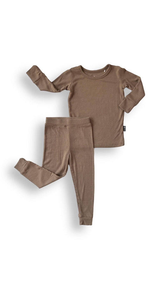 Millie + Roo Mocha Two Piece Ribbed Set