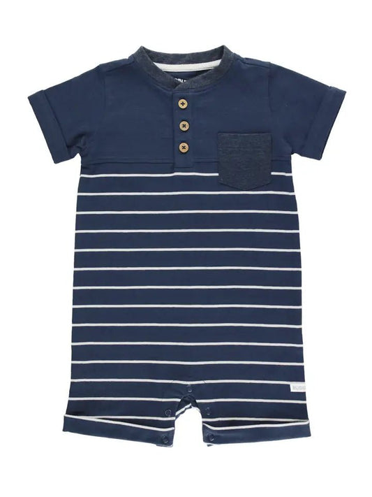 Ruffle/Rugged Butts Navy Stripe Henley Romper