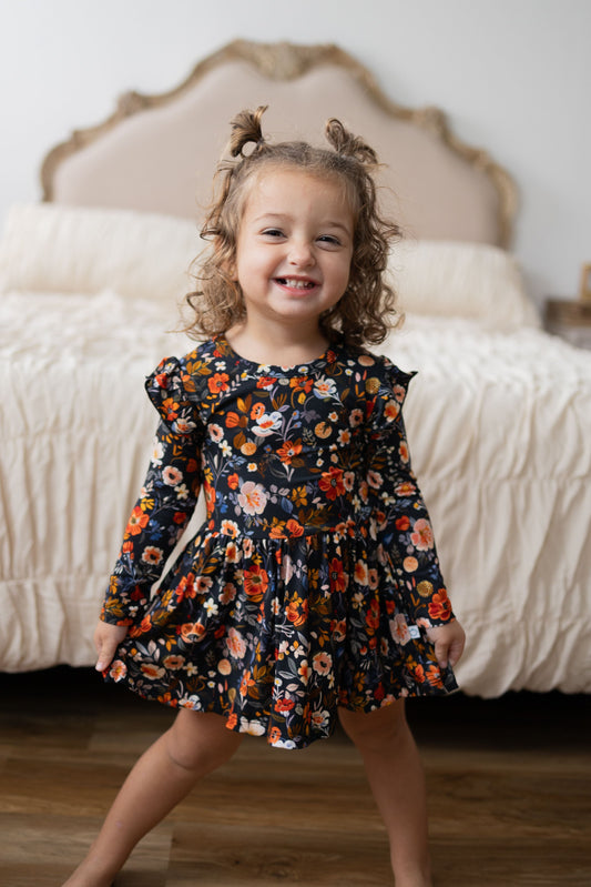 Autumn Bloom Bodysuit Twirl Dress