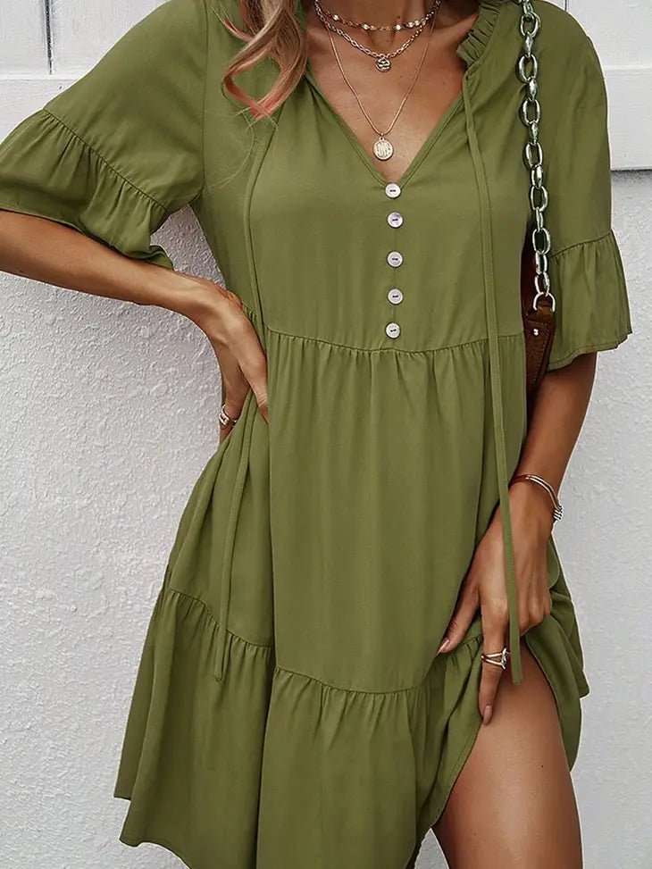 Women's Button Up dress- Olive