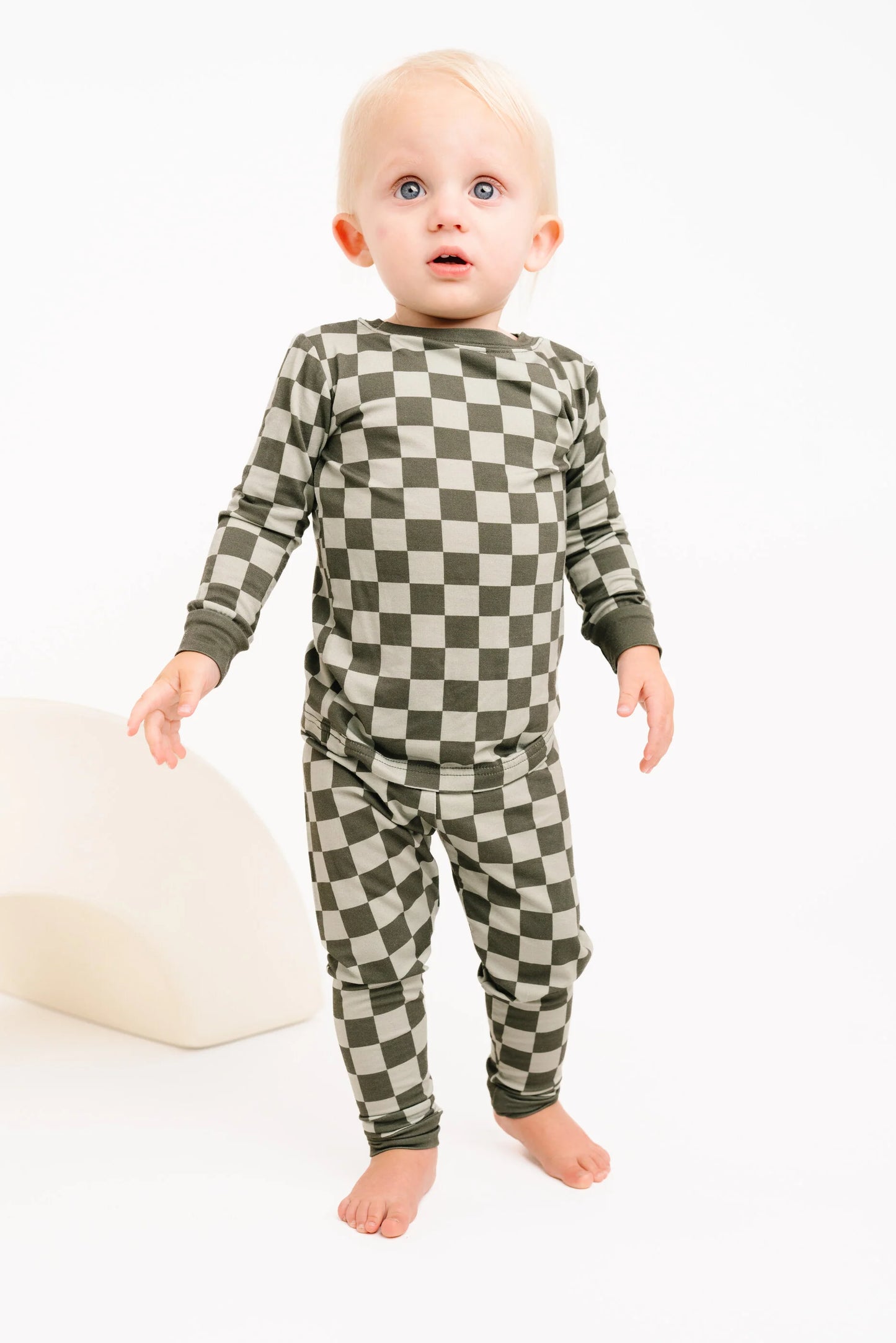 Little One Shop: Pine Checkered Bamboo Two Piece Set