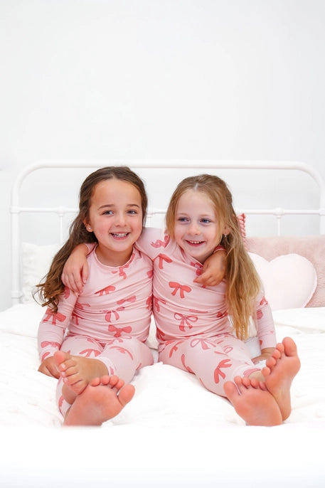 Pink Bow Bamboo Two Piece Set