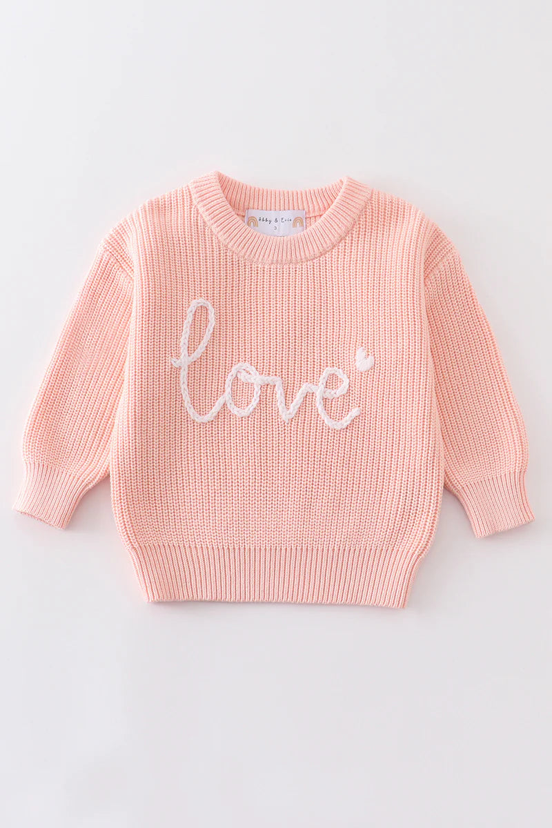 Pink Embroidered LOVE oversized sweater