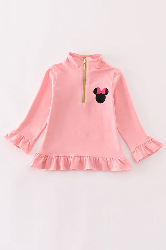 Pink Minnie Mouse 1/4 Zip Pullovers