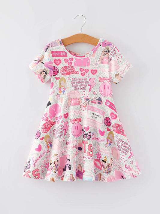 Pink TS Print Twirl Dress