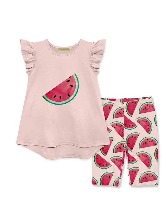 Pink Watermelon Biker Short Set