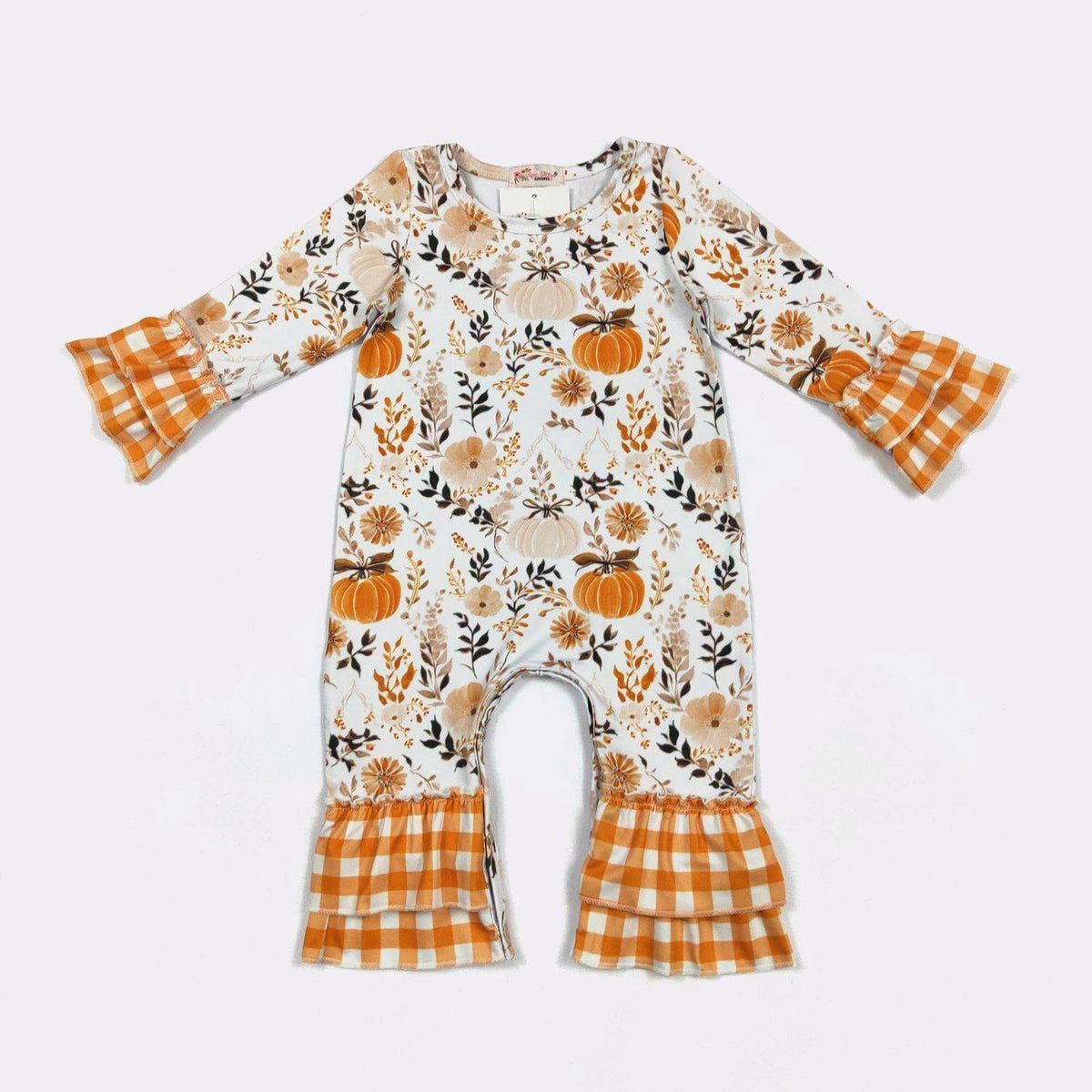 Plaid Pumpkin Ruffle Romper