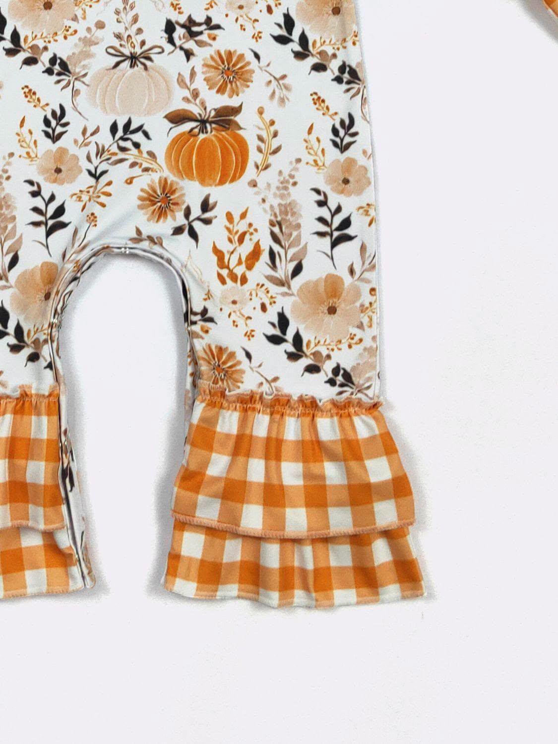 Plaid Pumpkin Ruffle Romper