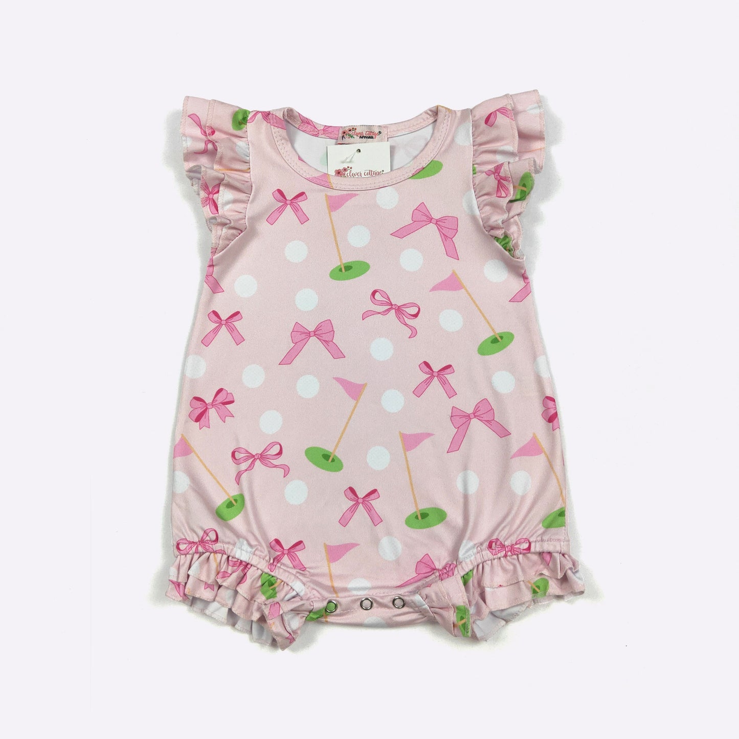 Preppy Pink Golf Ruffle Romper