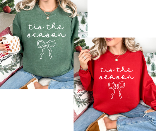 Christmas Coquette Tis The Season Print Crewneck- ALL SIZES