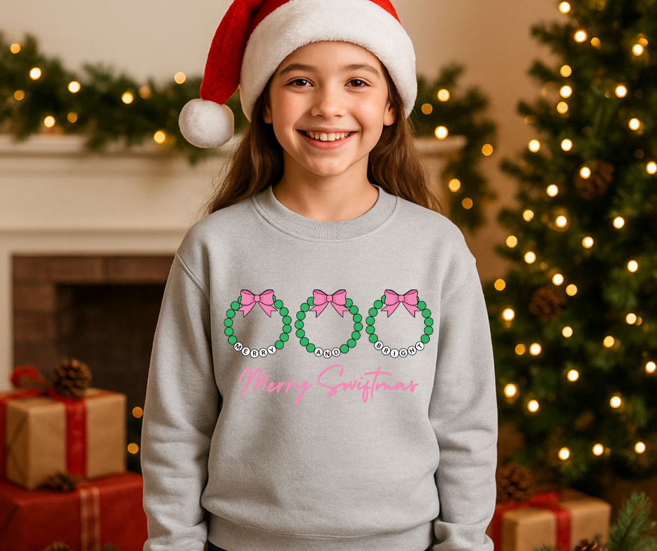 Merry Swiftmas Bracelet Wreath Crewneck- KIDS