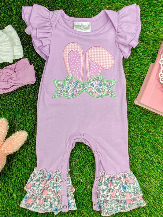 Purple Easter Bunny Ruffle Romper