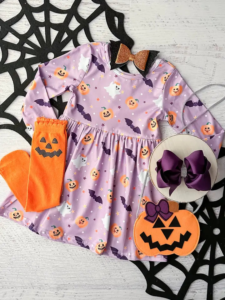 Spooky Friends Purple Twirl Dress