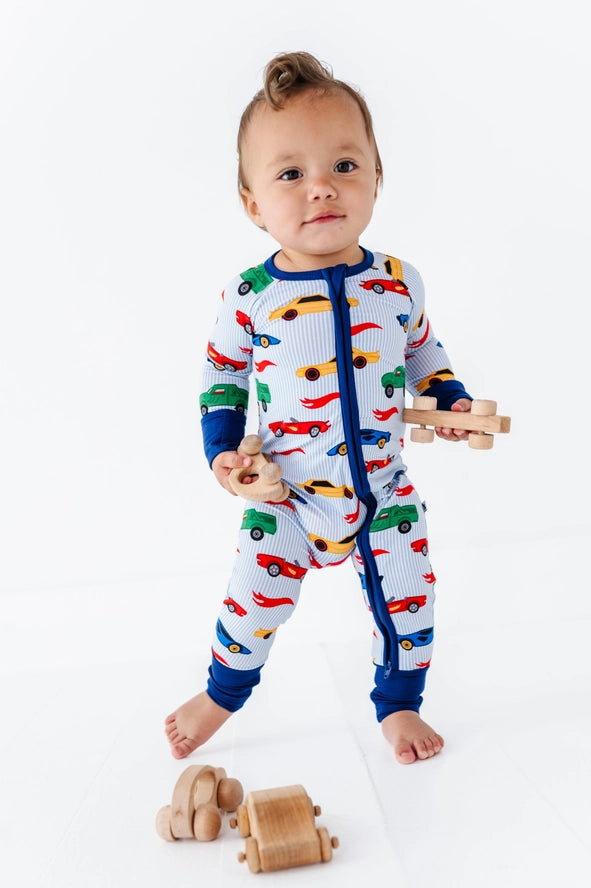 Kiki + Lulu: Racing Stripes Bamboo Zippy Romper