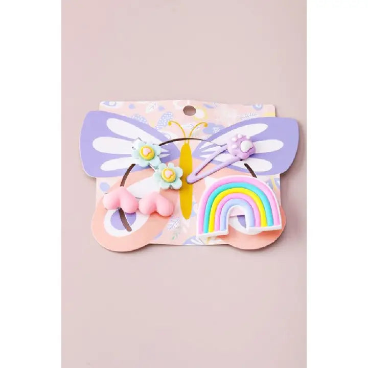 Rainbow Heart Clip Set