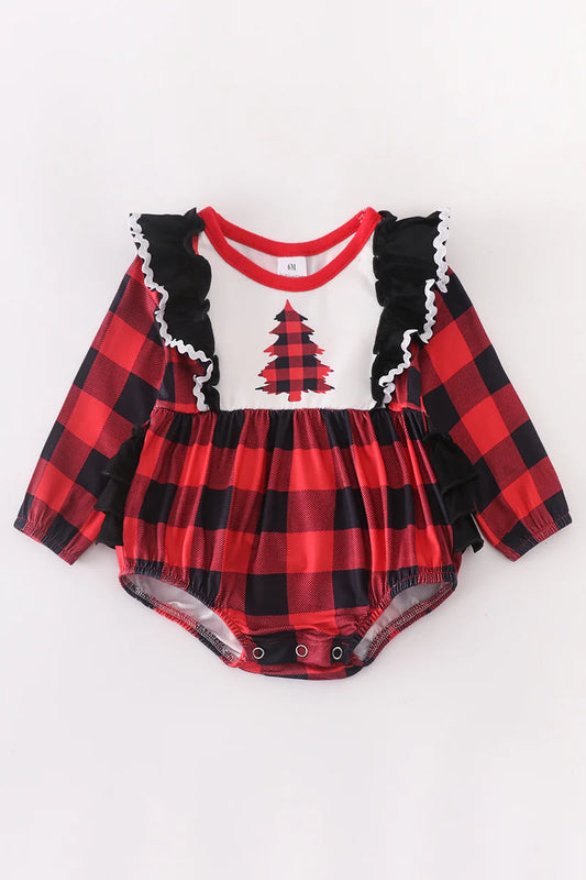 Red Buffalo Plaid Tree Baby Romper