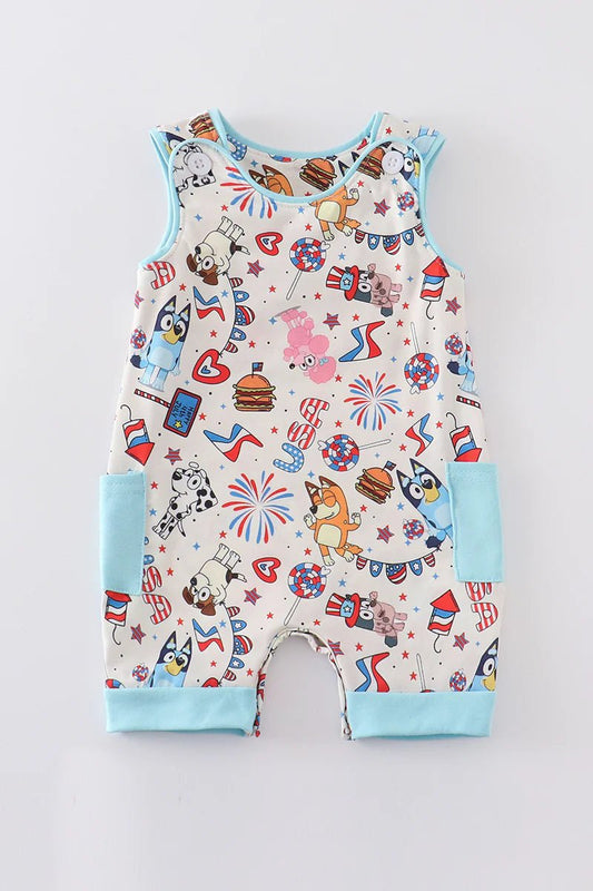 Red White and Bluey Boy Romper