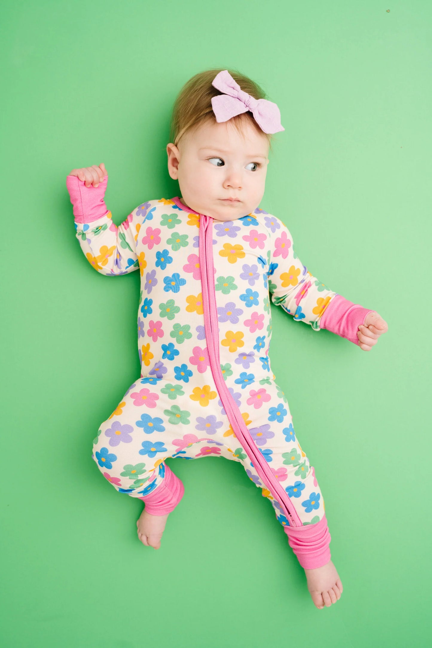 Little One Shop: Retro Flower Bamboo Zippy Romper