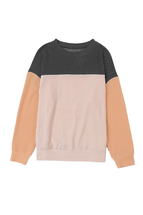 Women's Ribbed Colorblock Long Sleeve Top