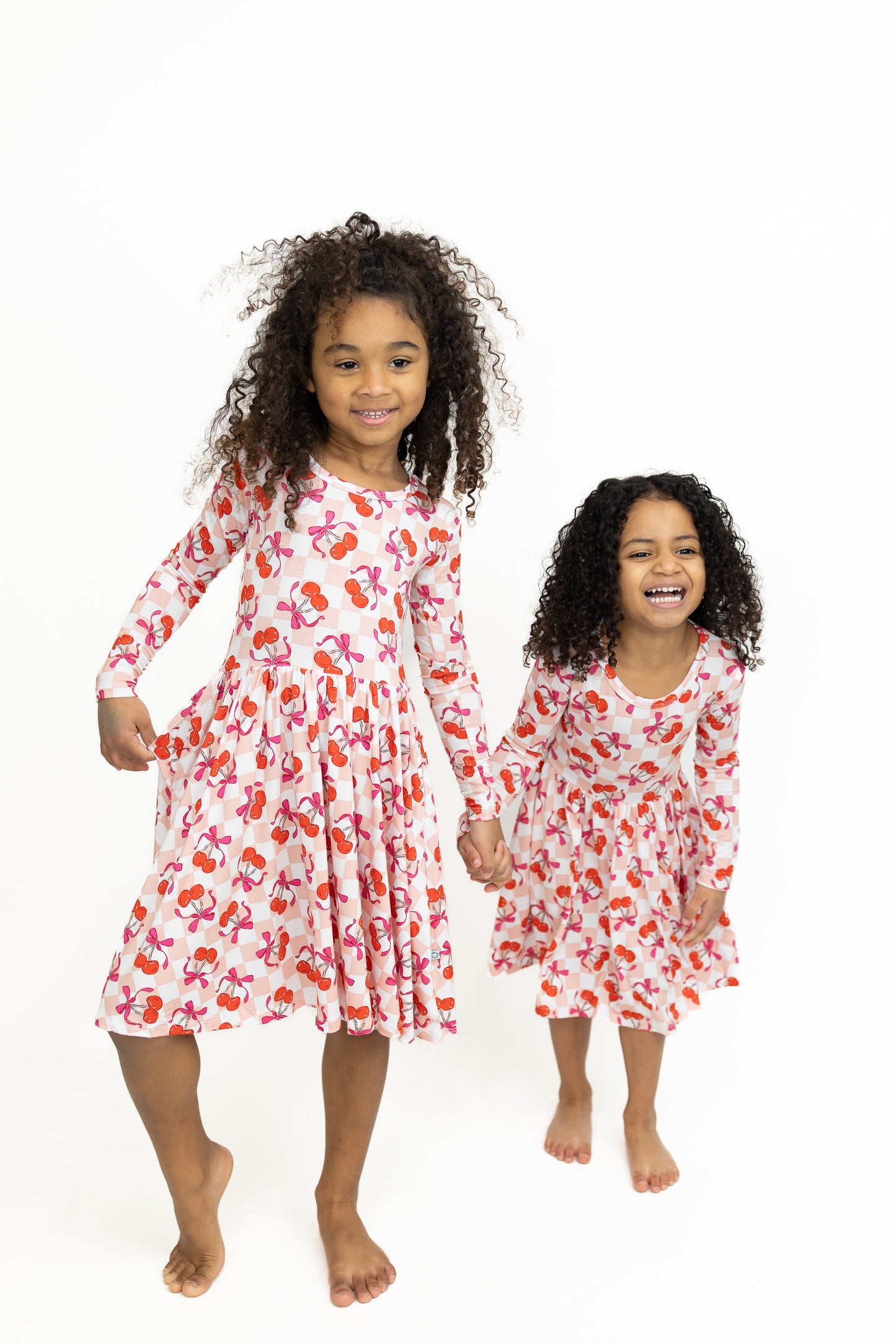 Sweet Cherry Love Long Sleeve Twirl Dress