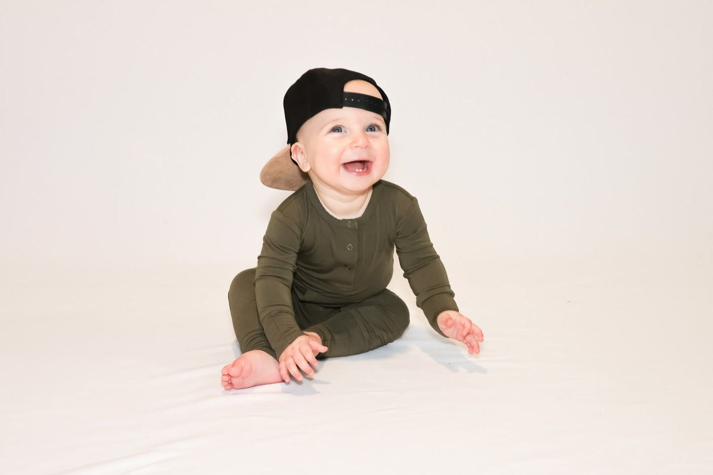 Long Sleeve Romper - Dark Olive