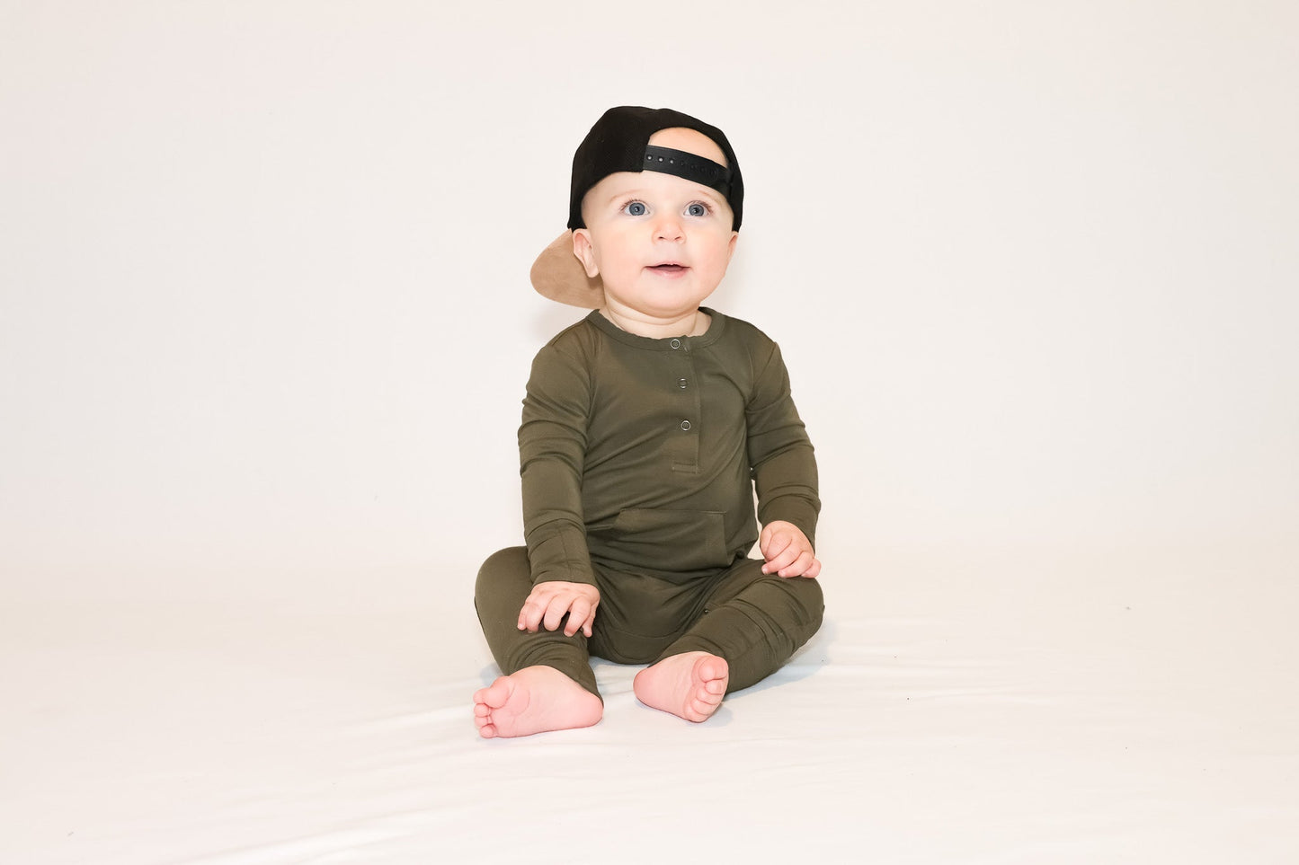 Long Sleeve Romper - Dark Olive
