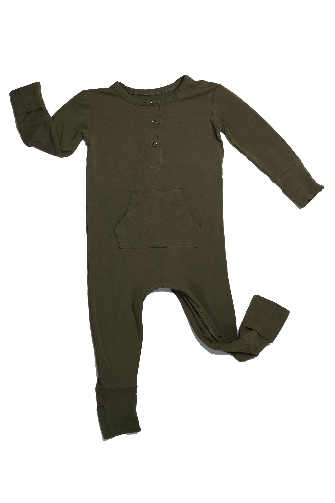 Long Sleeve Romper - Dark Olive