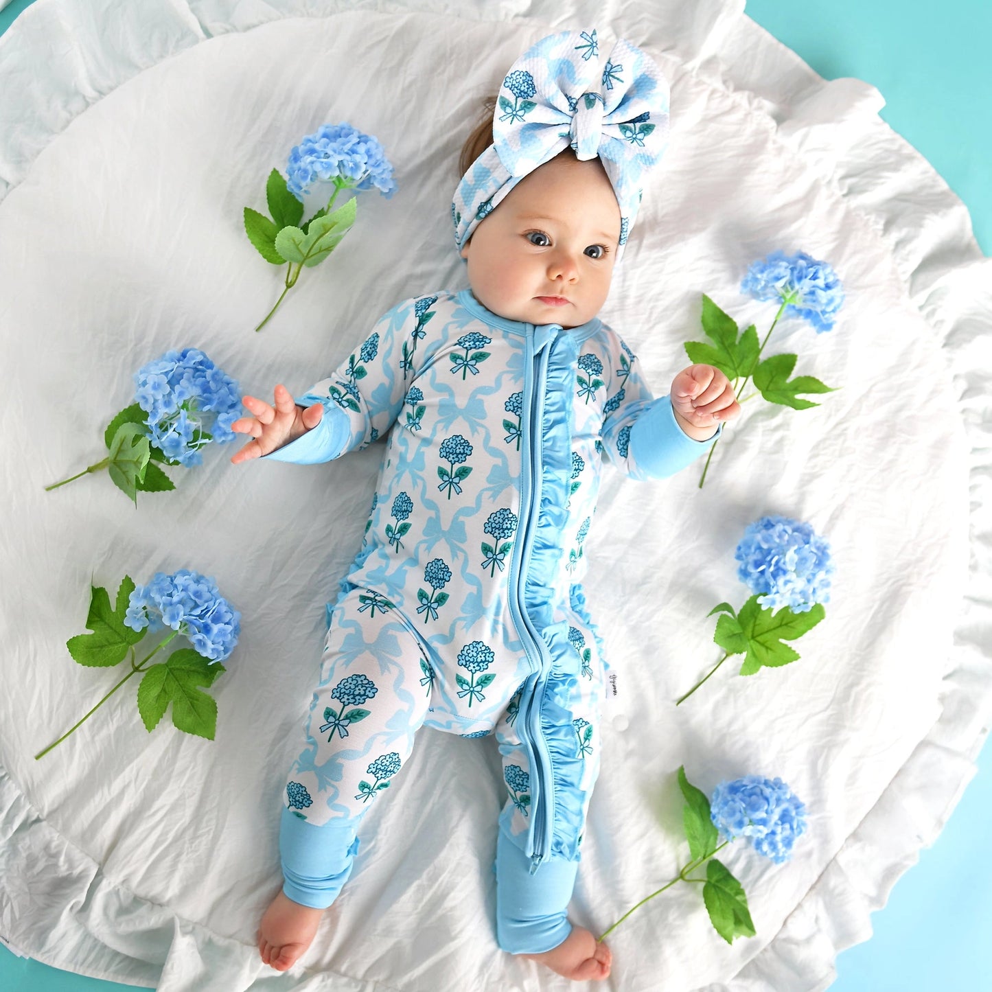Gigi and Max: Savannah Floral Ruffle Bamboo Zippy Romper