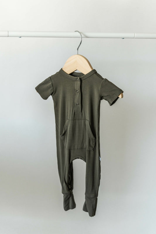 Short Sleeve Romper - Dark Olive