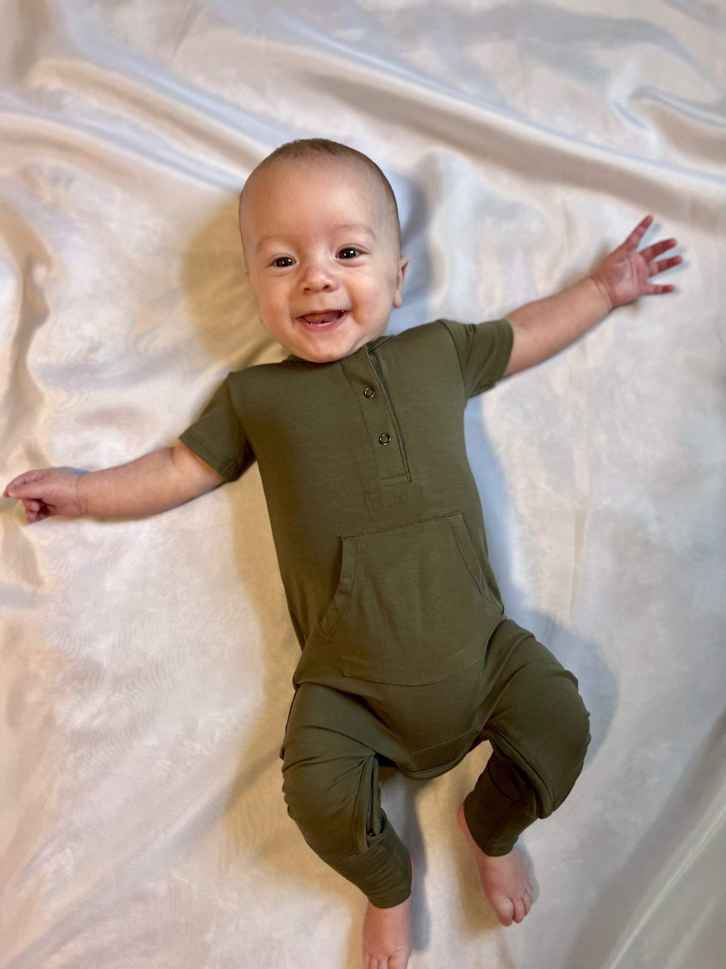 Short Sleeve Romper - Dark Olive