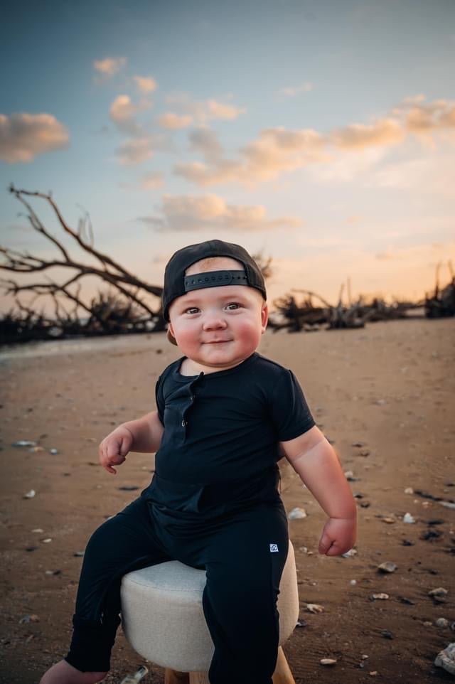 Short Sleeve Romper - Jett Black