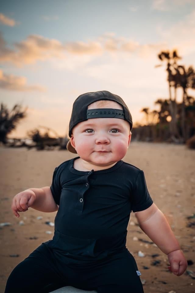 Short Sleeve Romper - Jett Black