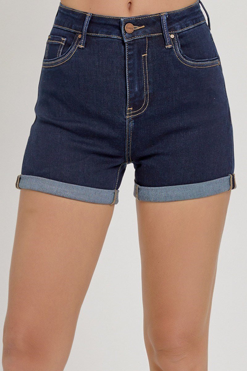 RISEN Solid Dark Denim Shorts