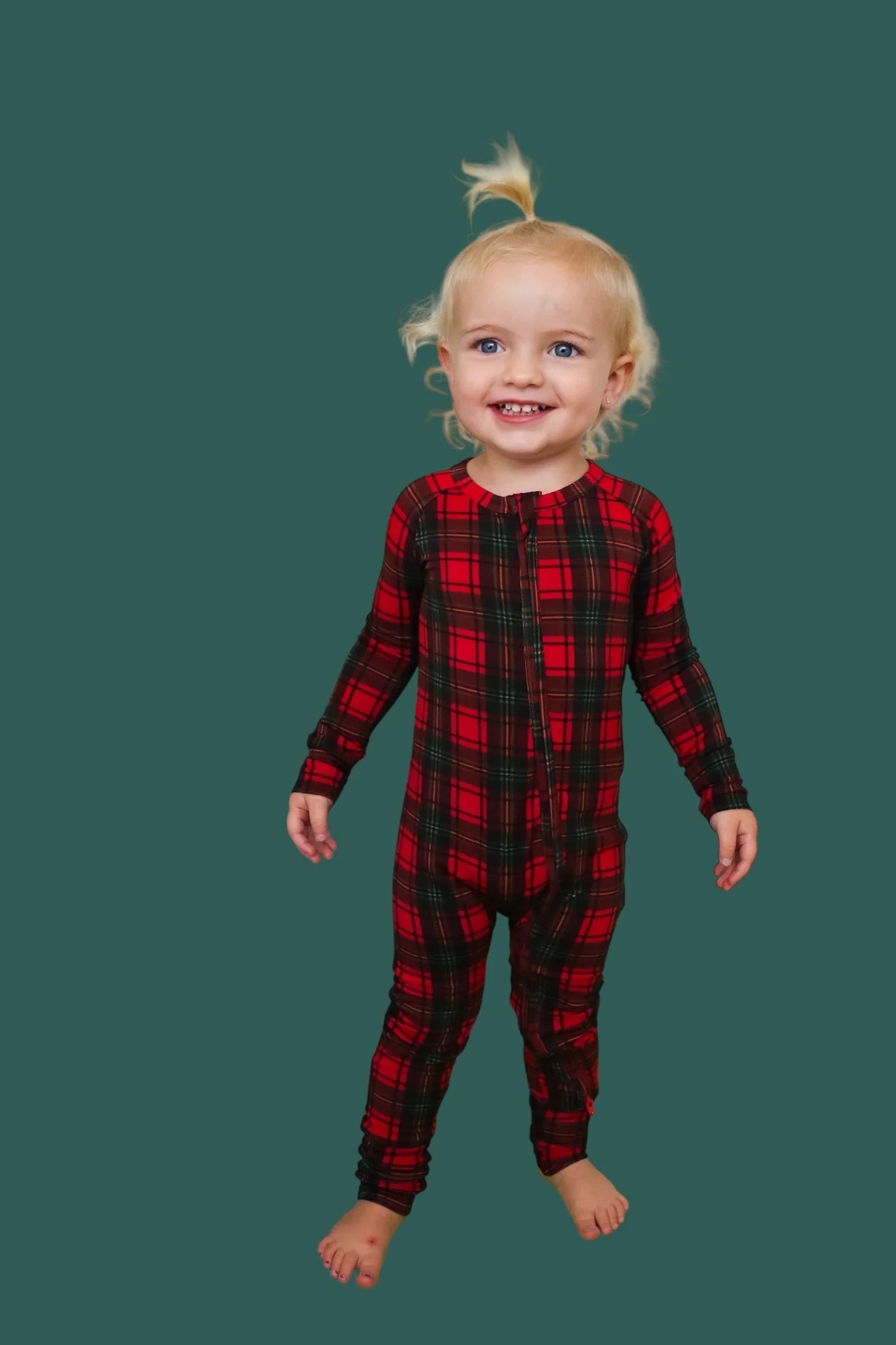 Dream Big: Tartan Cheer Bamboo Zippy Romper