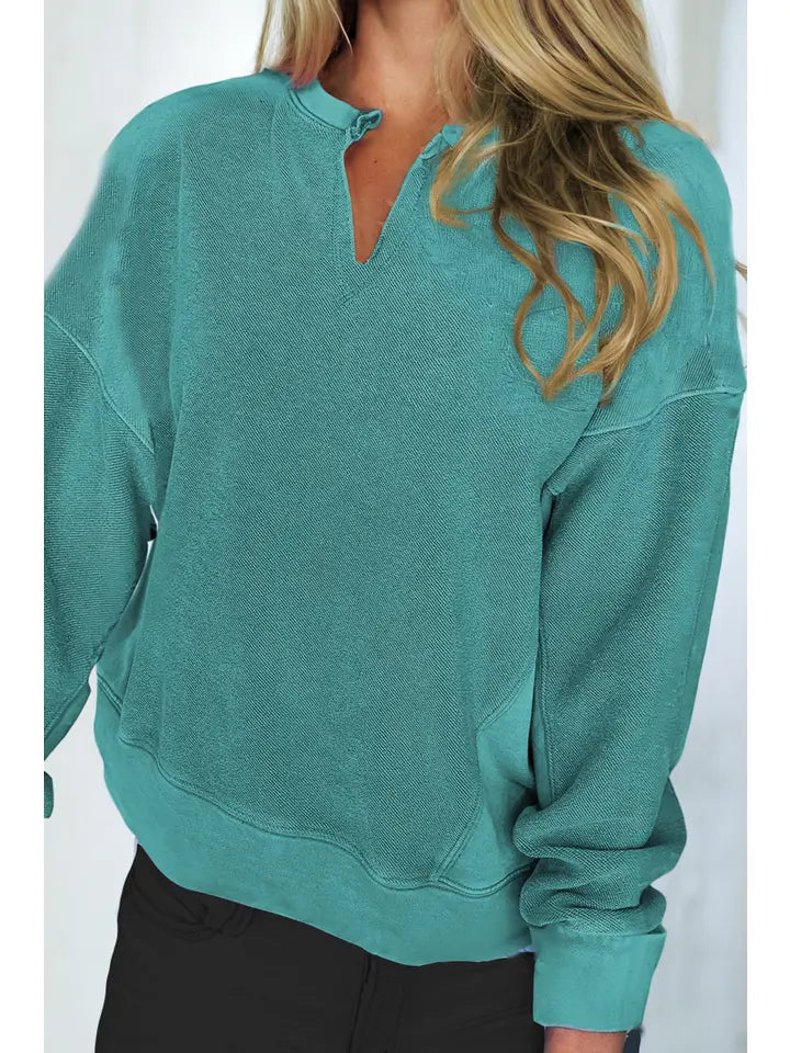 Women's V-Neck Drop Shoulder Sweatshirt