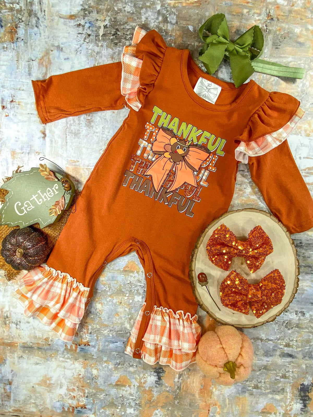 Thankful Bow Infant Romper