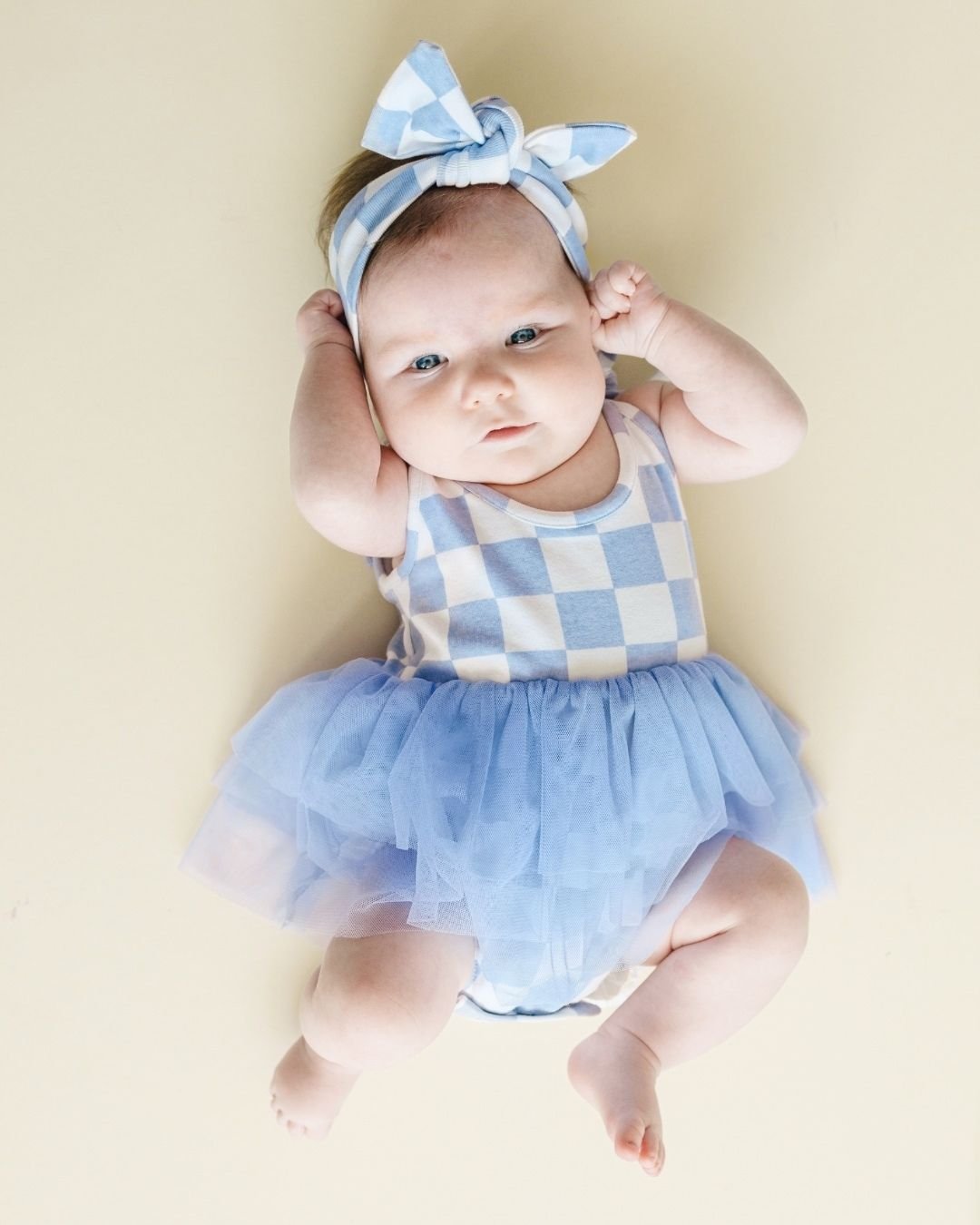 Tutu Romper | Checkered Blue