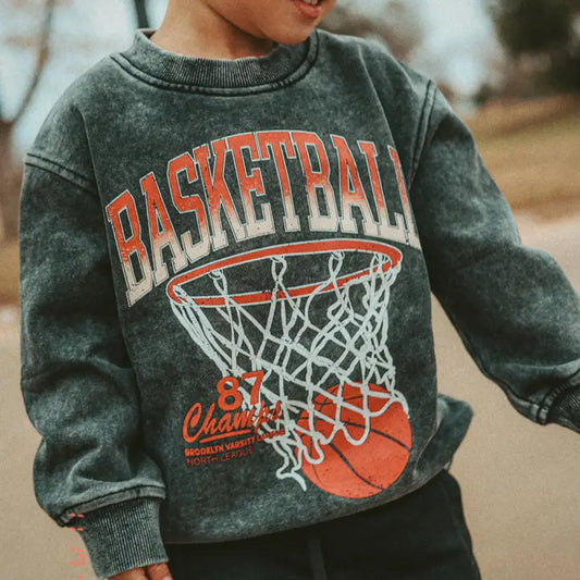 Lucky Link: Acid Wash Vintage Basketball Crewneck