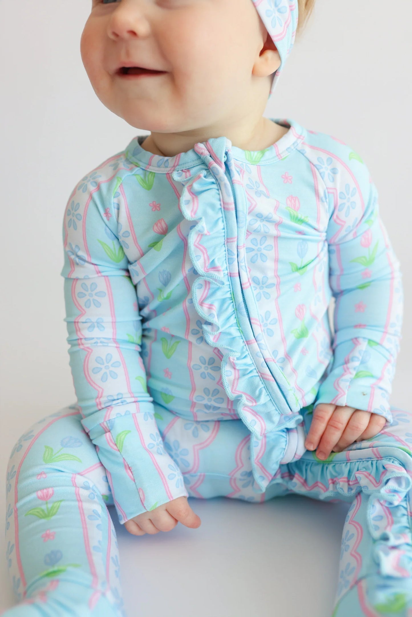 Dream Big: Whimsy Tulip Ruffle Bamboo Zippy Romper