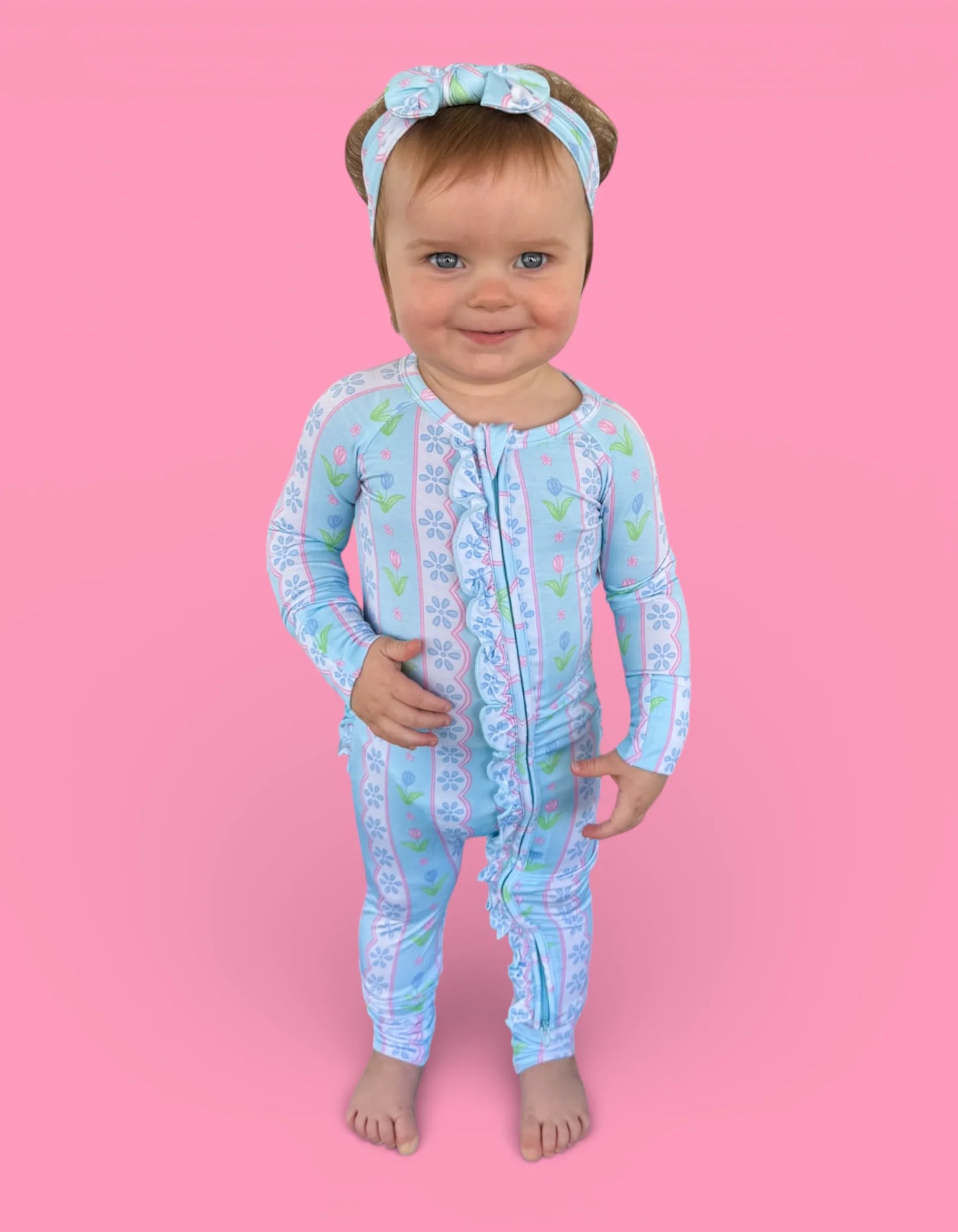 Dream Big: Whimsy Tulip Ruffle Bamboo Zippy Romper